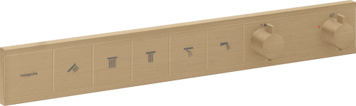 Hansgrohe RainSelect falsík alatti termosztátos csaptelep színkészlet 5 fogyasztóhoz, szálcsiszolt bronz 15384140