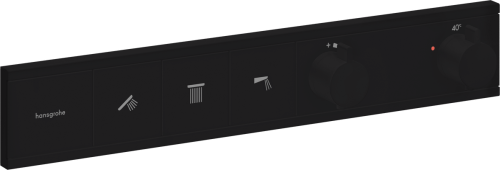 Hansgrohe RainSelect falsík alatti termosztátos csaptelep színkészlet 3 fogyasztóhoz, matt fekete 15381670