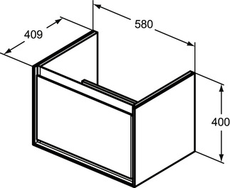 Ideal Standard Connect Air Cube 58 cm fali mosdótartó szekrény 1 fiókkal, világosbarna fa E0847UK