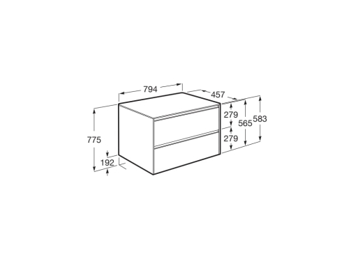 Roca Ona alsószekrény 80x46 cm 2 fiókkal pultra ültethető mosdóhoz, sötét szilfa A851727511