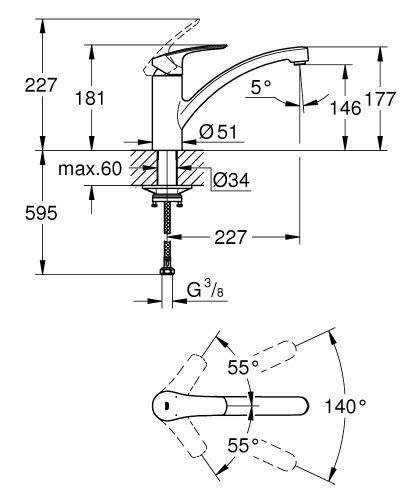 Grohe Eurosmart egykaros mosogatócsaptelep, matt fekete 332812433