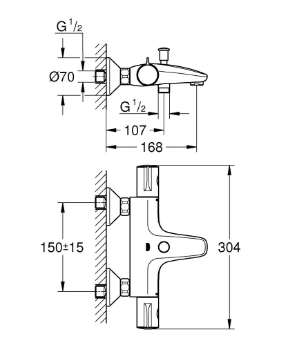 Grohe Grohtherm 800 termosztátos kádcsaptelep, matt fekete 1022032430