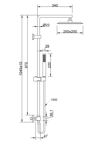 Invena SVART termosztátos zuhanyrendszer, króm AU-85-001-X