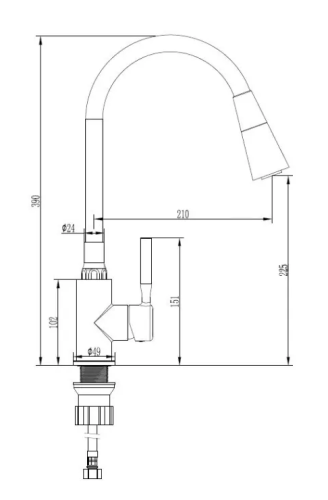 Invena HULA PLUS konyhai csaptelep, flexibilis kifolyócsővel, 2 funkciós zuhanyfej, bézs BZ-85-P03-L