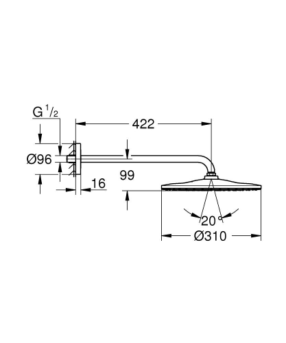 Grohe Rainshower Mono 310 Fejzuhany szett 422 mm, 1 funkciós cool sunrise 26558GL0