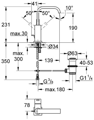 Grohe Allure magasított mosdócsaptelep 32146 000 (32146000)