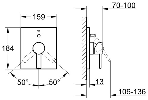 Grohe Allure falba építhető egykaros kádcsaptelep 19315 000 (19315000)