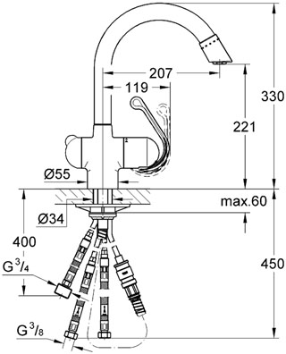 Grohe Zedra 33738 000 Mosogató csaptelep (33738000)