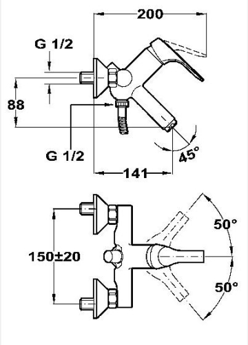 Mofém Inka 151-0059-00 fali kádtöltő csaptelep zuhanyszettel