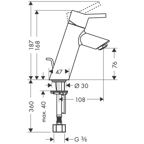 Hansgrohe Talis S2 32040 000 Egykaros mosdócsaptelep (32040000)