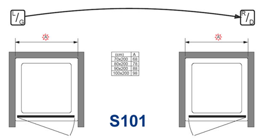 Riho Scandic S101 Zuhanyajtó (97,8-98,2 cm, króm, átlátszó, 100x200 cm, #GC 03200)