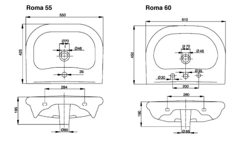 Hopa Roma mosdó (60 x 45 cm)