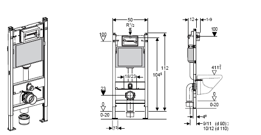 Geberit 111.153.00.1 Duofix Basic WC szerelőelem fali WC részére