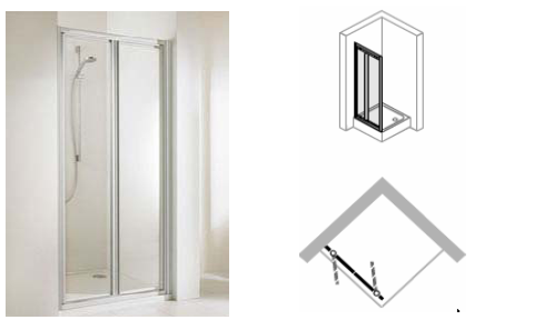 Hüppe Express PT 80/90 Zuhany lengőajtó (86-90, fehér, Anti-Plaque üveg, 90 cm, #EX1402.055.322)