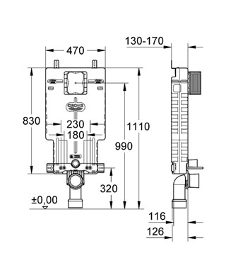 Grohe 38643 001 Uniset fali Wc szerelőelem (38643001)