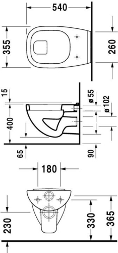 Duravit D-Code laposöblítésű fali WC 221009 (22100900002)