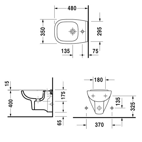 Duravit D-Code compact fali bidé, 48 cm 223715 (22371500002)