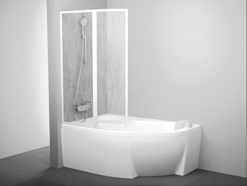Ravak VSK2 Rosa 140 cm balos kádparaván Rain betéttel, fehér 76L7010041