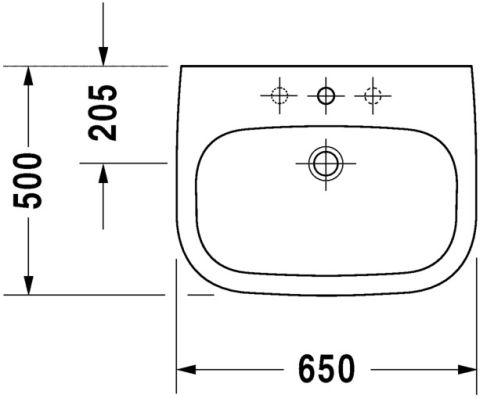 Duravit D-Code 65x50 cm-es mosdó 231065 (23106500002)