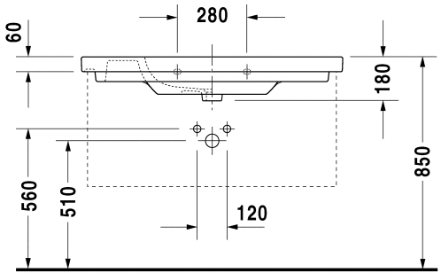 Duravit D-Code 105x48 cm-es beépíthető mosdó 034210 (03421000002)