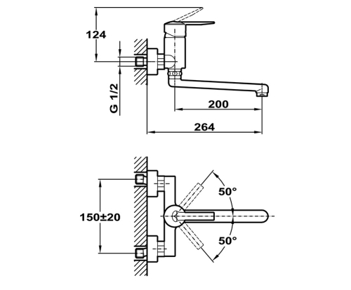 Mofém Mode 152-0046-20 fali mosogató csaptelep