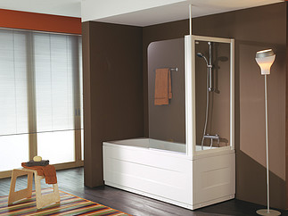 Kolpa-San Sole TP 75 + TS 70/75/80 kádparaván (75 x 80 cm, Edzett üveg átlátszó, TP 75 + TS 80, Fehér, 75X78 cm)