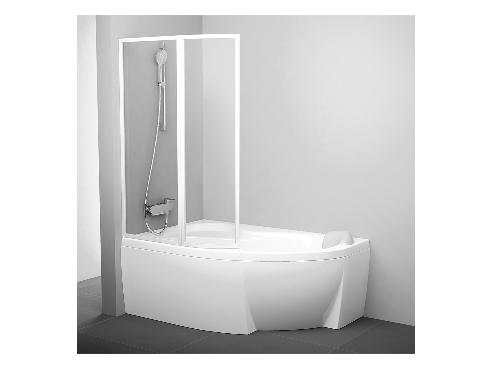Ravak VSK2 Rosa 140 cm balos kádparaván Transparent üveggel, fehér 76L70100Z1