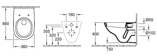 Villeroy & Boch O.novo mélyöblítésű fali WC 5660 10 01 (56601001)