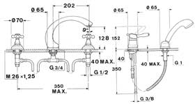 Teka 1820 56.152.82.B perembe építhető alsó bekötésű kádtöltő csaptelep bronz