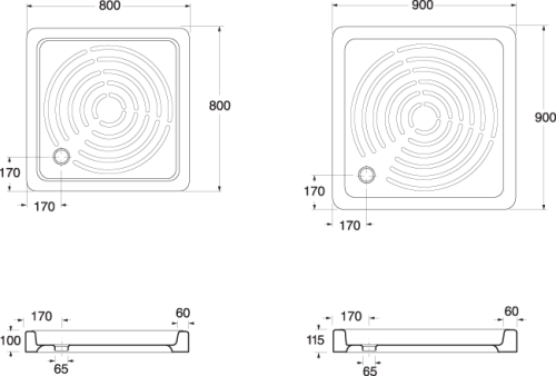 Hopa Astro 80/90 négyzet alapú zuhanytálca