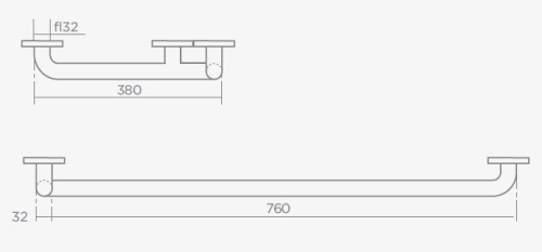 Teka-Portinox GB507/GB508 rozsdamentes zuhany kapaszkodó rúd (Jobbos, Rozsdamentes acél, 780 x 380 mm)