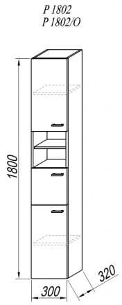 Kolpa-San Q-Line P 1802 magas fali szekrény (Fehér, #P 1802)