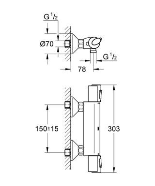 Grohe Grohtherm 1000 Termosztátos zuhanycsaptelep 34143 000 (34143000)