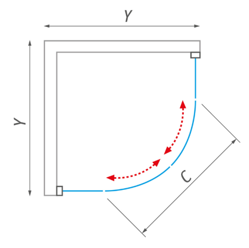 Roltechnik Proxima Line PXR2N 90x90 cm-es negyedköríves zuhanykabin (880-905x1850 mm, brillant, transparent, 531-900R55N-00-02)