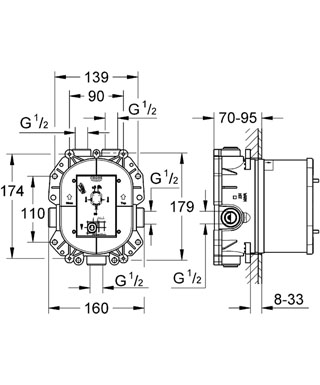 Grohe Rapido T 35500 000 Falba süllyeszthető termosztátos kád-zuhany csaptelep belsőrész (35500000)