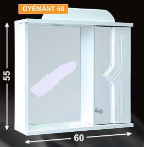 Guido Gyémánt 60 tükrös fürdőszobaszekrény (fehér)