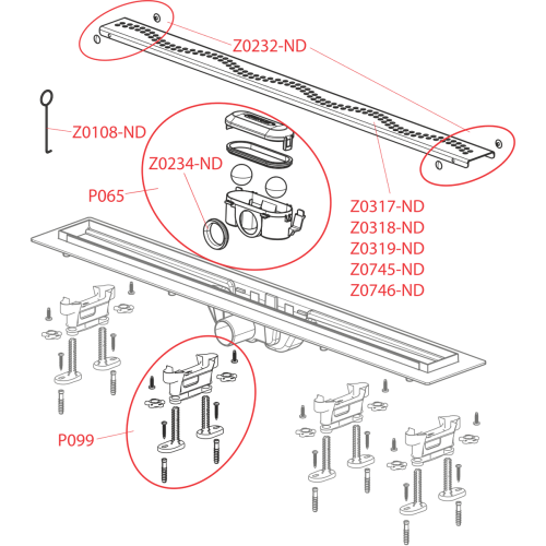 Alcaplast APZ8/Simple műanyag zuhanyfolyóka fém hullám ráccsal (950 mm)