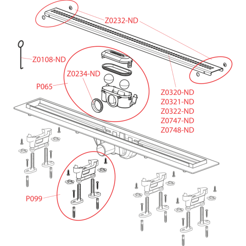 Alcaplast APZ9/Simple műanyag zuhanyfolyóka fém szita ráccsal (750 mm)