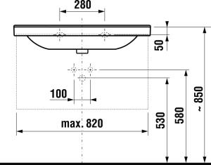 Jika Cubito 85x48,5 mosdó csaplyukkal H8104260001041 (8.1042.6.000.104.1)