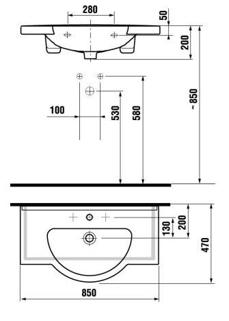 Jika Mio 85x47 cm mosdó csaplyukkal H8147120001041 (8.1471.2.000.104.1)