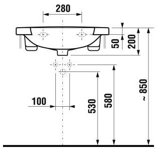 Jika Mio 67x47 cm mosdó csaplyukkal H8147150001041 (8.1471.5.000.104.1)