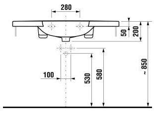 Jika Mio 105x47 cm mosdó csaplyukkal H8147170001041 (8.1471.7.000.104.1)