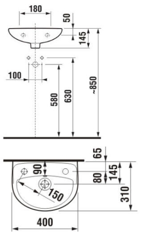 Jika Lyra Plus 40x31 cm kézmosó csaplyukkal a bal oldalon H8153810001051 (8.1538.1.000.105.1)