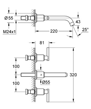 Grohe Atrio 3 részes fali mosdó csaptelep 20386 000 (20386000)