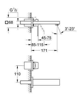 Grohe Eurocube 2 lyukas fali mosdócsaptelep 19895 000 (19895000)