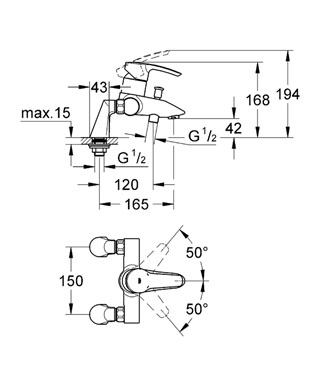 Grohe Eurostyle 33612 001 kádtöltő csaptelep (33612001)