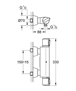 Grohe Grohtherm 2000 34169 000 termosztátos zuhanycsaptelep (34169000)