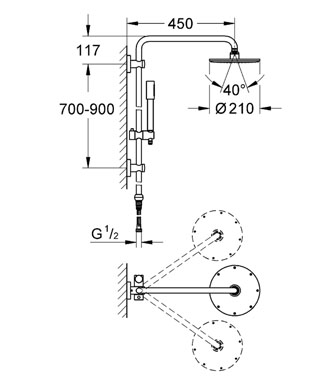 Grohe Rainshower 27030 000 falra szerelhető zuhanyrendszer (27030000)