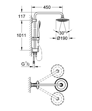 Grohe Rainshower Solo 27430 000 falra szerelhető zuhanyváltós zuhanyrendszer (27430000)
