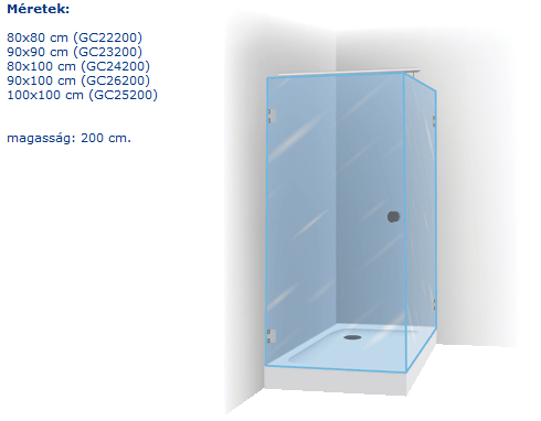 Riho Scandic S201 Zuhanykabin (króm, 86,8-87,2-76,8-77,2, átlátszó, 90x80x200 cm, #GC 23100)